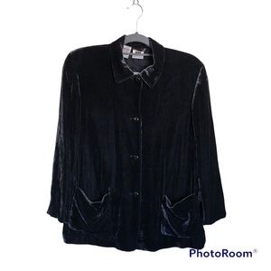 Vintage DKNY Gray Velvet/Silk Button Down Blazer/Jacket Insulated Size P/M